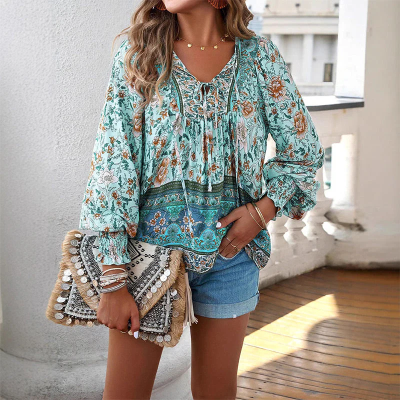 💖2025 New Products💖Women's Fashion Printed v-Neck Long Sleeve Shirt - Buy two and get free shipping! - Image 7