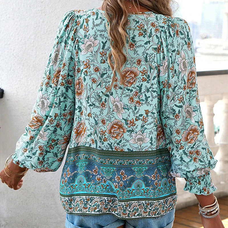 💖2025 New Products💖Women's Fashion Printed v-Neck Long Sleeve Shirt - Buy two and get free shipping! - Image 8
