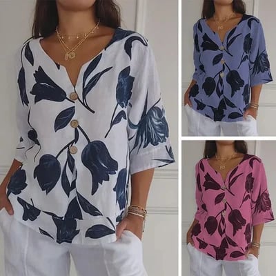 💕Muttertag Hot Sale 49% OFF🌷Tunika Top mit bedrucktem V-Ausschnitt🌷 - Image 2