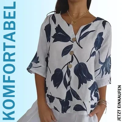💕Muttertag Hot Sale 49% OFF🌷Tunika Top mit bedrucktem V-Ausschnitt🌷 - Image 4