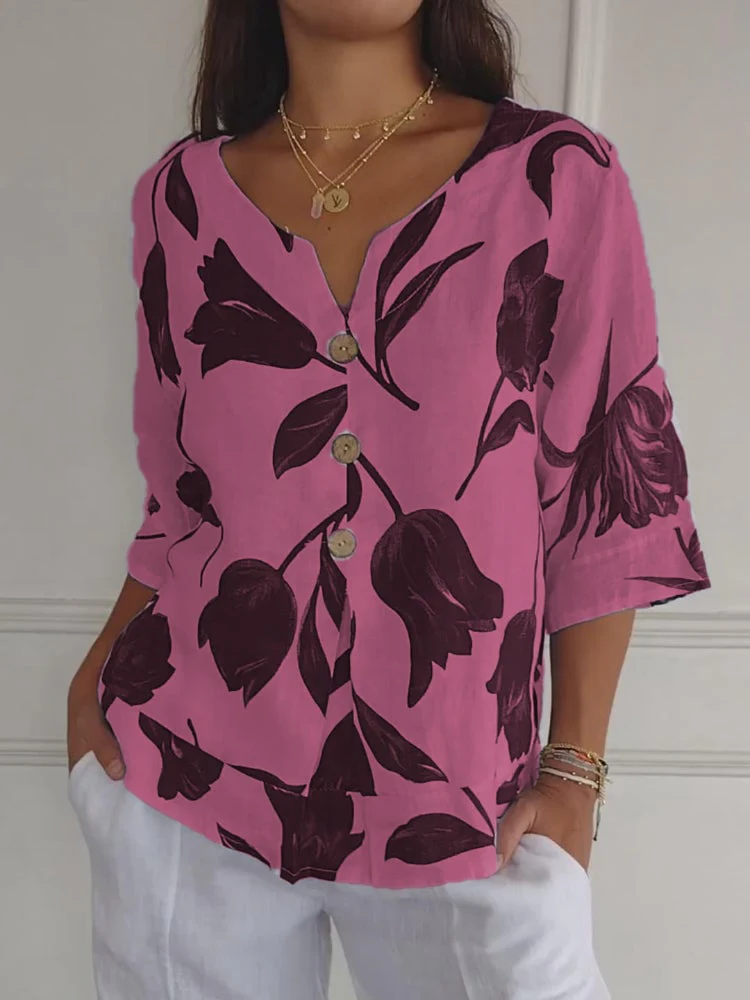 💕Muttertag Hot Sale 49% OFF🌷Tunika Top mit bedrucktem V-Ausschnitt🌷 - Image 7
