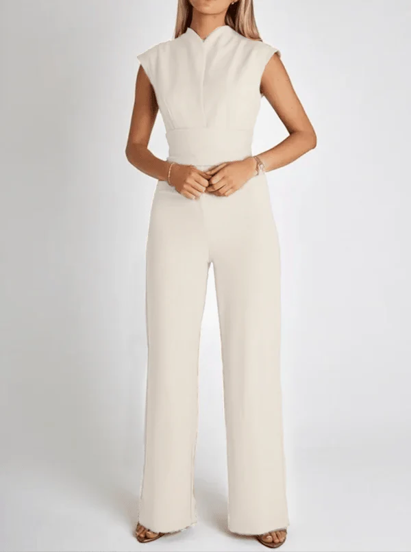 Solid Color Fashion Sexy Sleeveless Slim Wide Leg Jumpsuit - Image 6