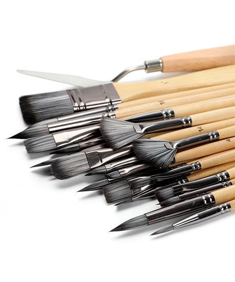 Professional Art Brush With Natural Wood Handles Set Of 24 - Image 2