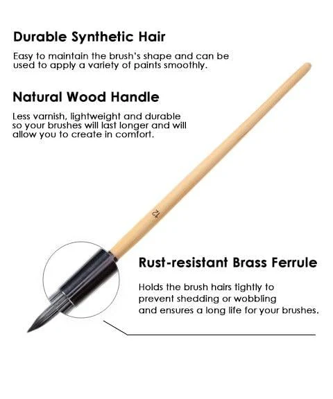 Professional Art Brush With Natural Wood Handles Set Of 24 - Image 3