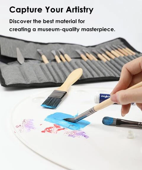 Professional Art Brush With Natural Wood Handles Set Of 24 - Image 4