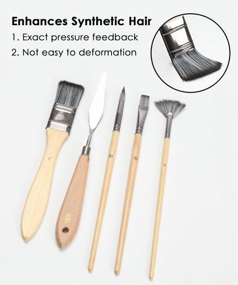 Professional Art Brush With Natural Wood Handles Set Of 24 - Image 5