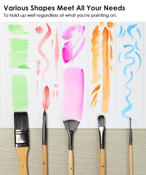 Professional Art Brush With Natural Wood Handles Set Of 24 - Image 6