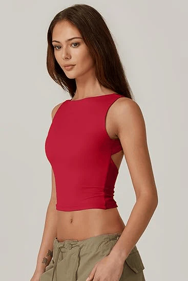 Women's Sexy Open Back Sleeveless Crop Tank - Image 8