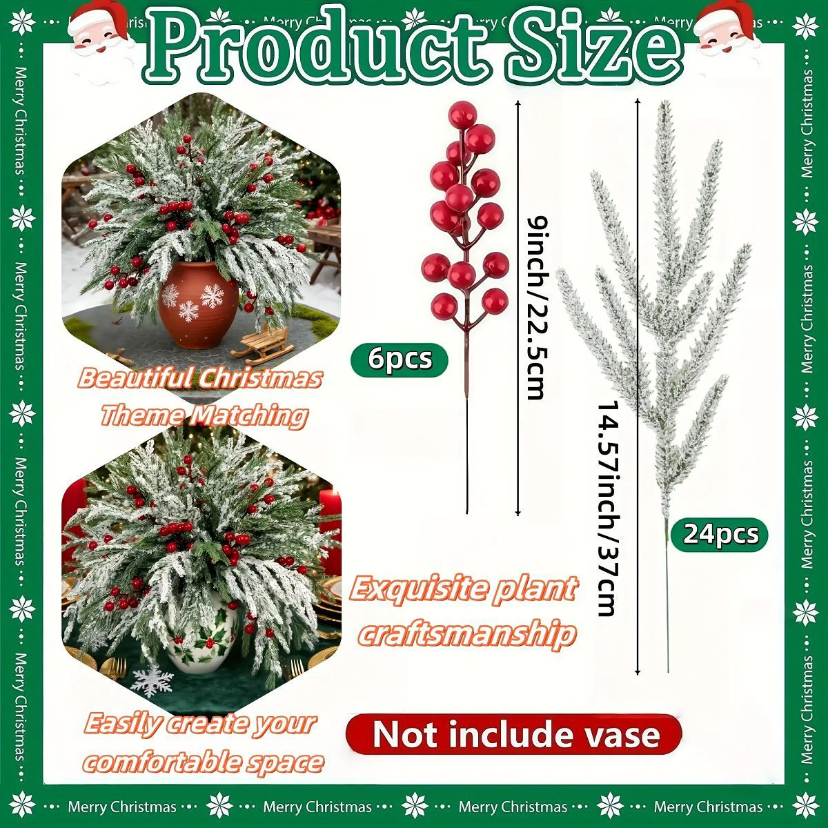 Artificial Norfolk Pine Branches with Red Berries - Christmas Greenery That Lasts! - Image 11