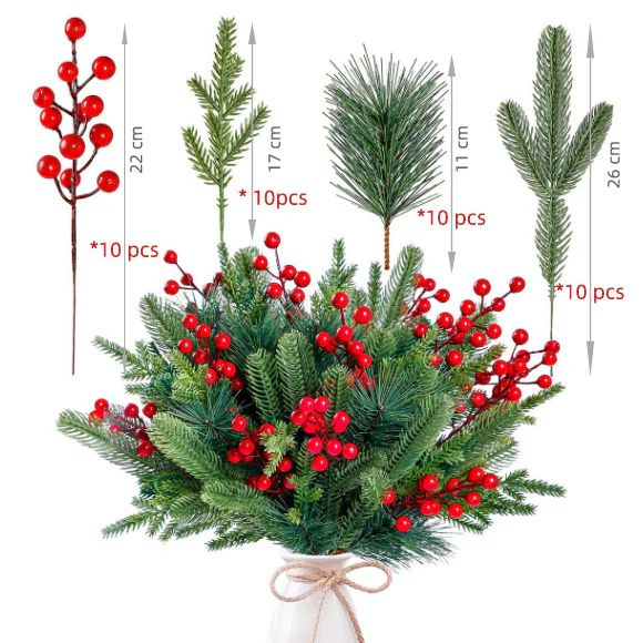 Artificial Norfolk Pine Branches with Red Berries - Christmas Greenery That Lasts! - Image 12