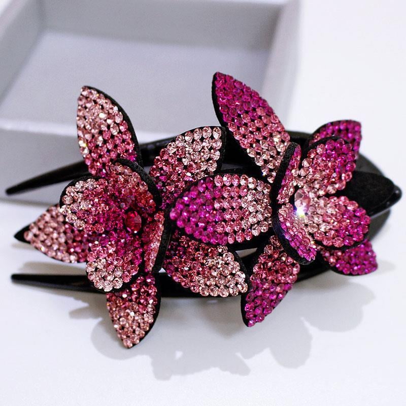 (🍀SPRING HOT SALE🍀)Rhinestone Double Flower Hair Clip - Image 12