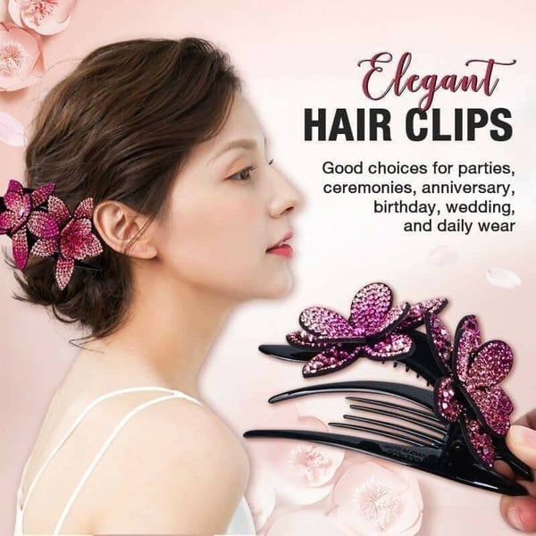 (🍀SPRING HOT SALE🍀)Rhinestone Double Flower Hair Clip - Image 3