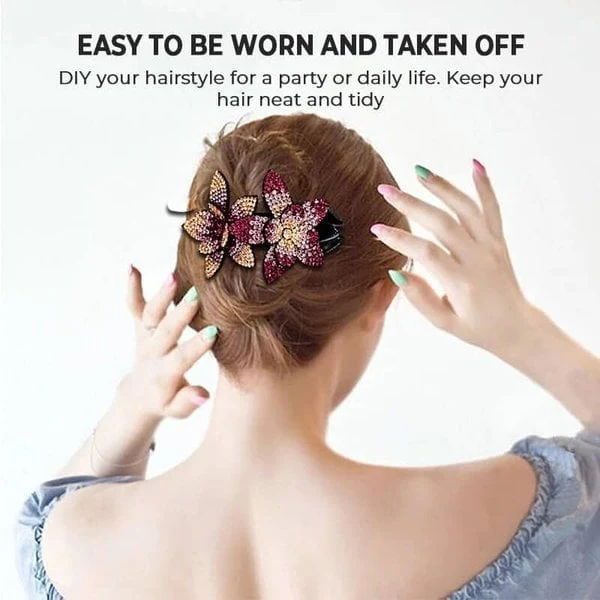 (🍀SPRING HOT SALE🍀)Rhinestone Double Flower Hair Clip - Image 4