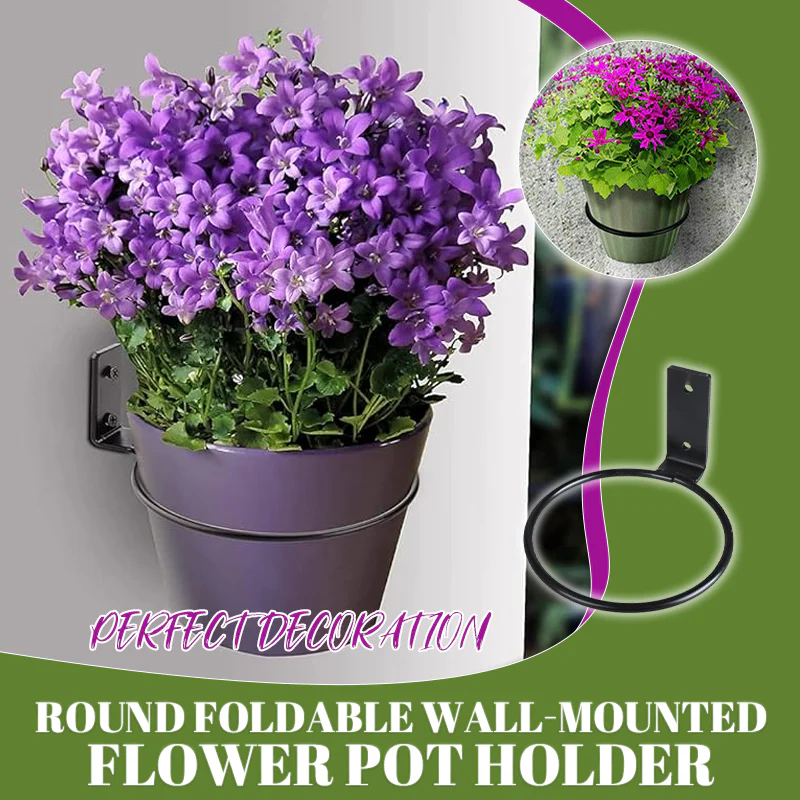 Round Foldable Wall-Mounted Flower Pot Holder - Free expansion screws