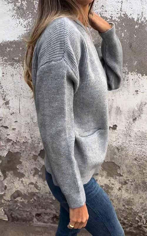 Round Neck Zipper Knitted Jacket - Image 3