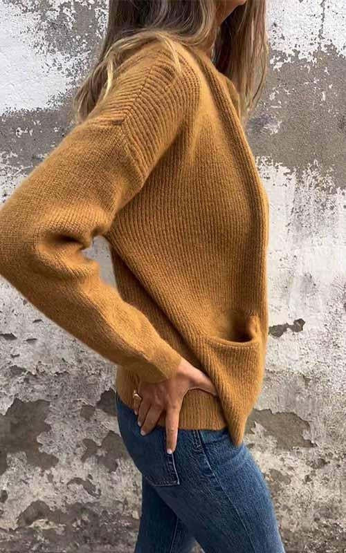 Round Neck Zipper Knitted Jacket - Image 5