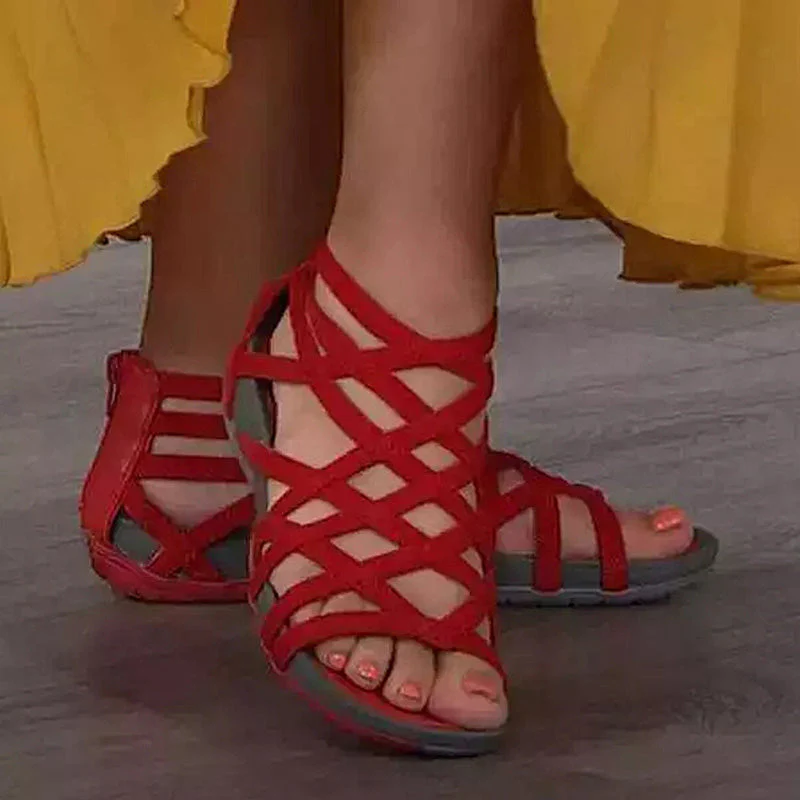 Round Toe Hollow Roman Gladiator Sandals - Image 2