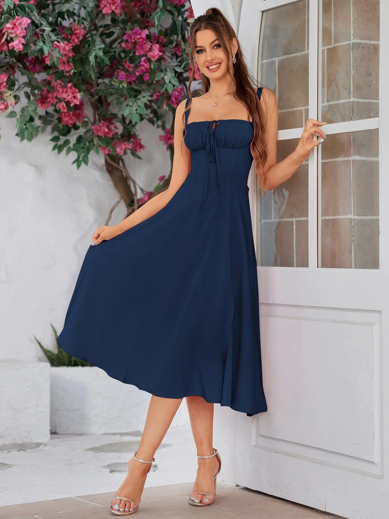 💐Ruched Bust Split Thigh Cami Dress - Image 17