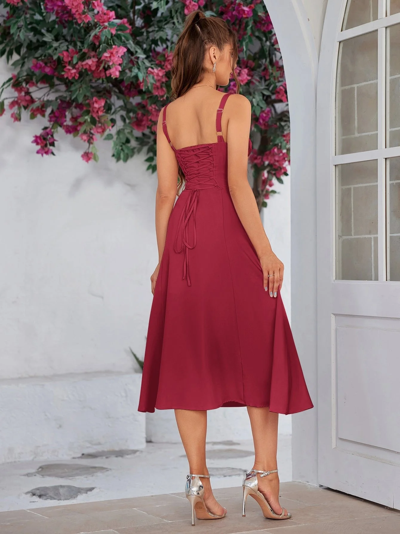 💐Ruched Bust Split Thigh Cami Dress - Image 21