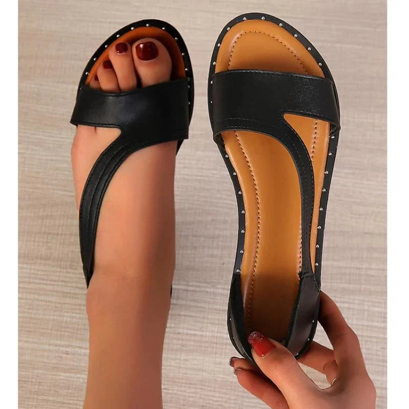(Big Sale💥)Fish-mouth Rivet Open Toe Flat Sandals(Buy 2 Get 15% off✔️) - Image 4
