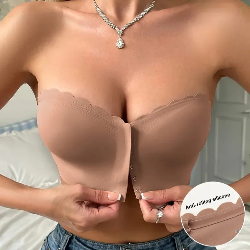 🔥Seamless Front Closure Strapless Bandeau Bra - Image 11