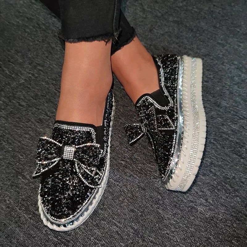 Shining Rhinestone Slip-on Thick Botton Casual Ladies Crystal Shoes - Image 7