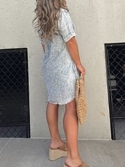 Short Sleeve Casual Denim Shirt Dress-Buy two and get free shipping! - Image 3