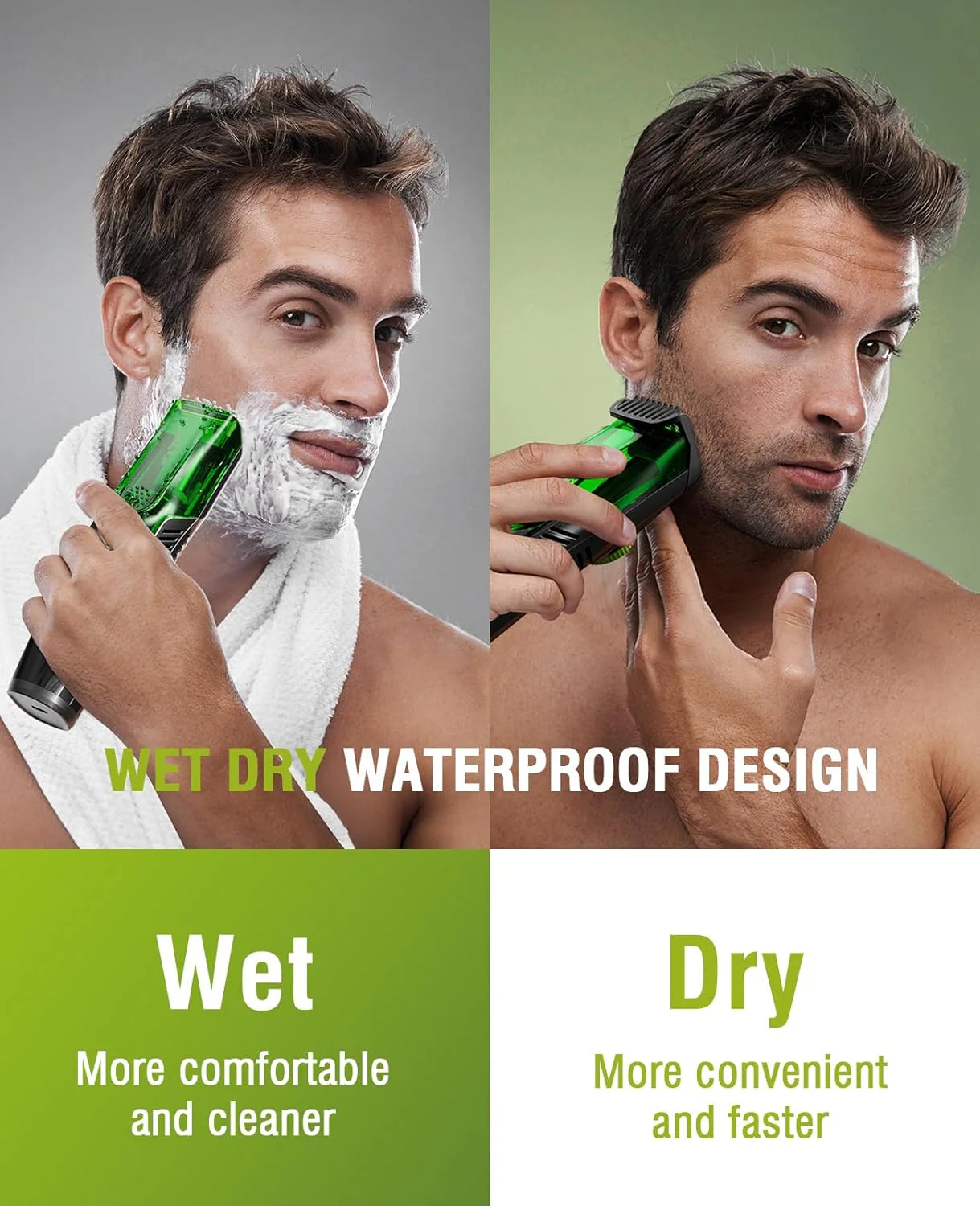 Built-in Vacuum Trimmer for Mustache, Sideburns, Facial Hair, Rechargeable, IPX6 Waterproof, 2 Comb, Comfort face 2in1 Electric Razor rechargeable men 2025 ornament - Image 2