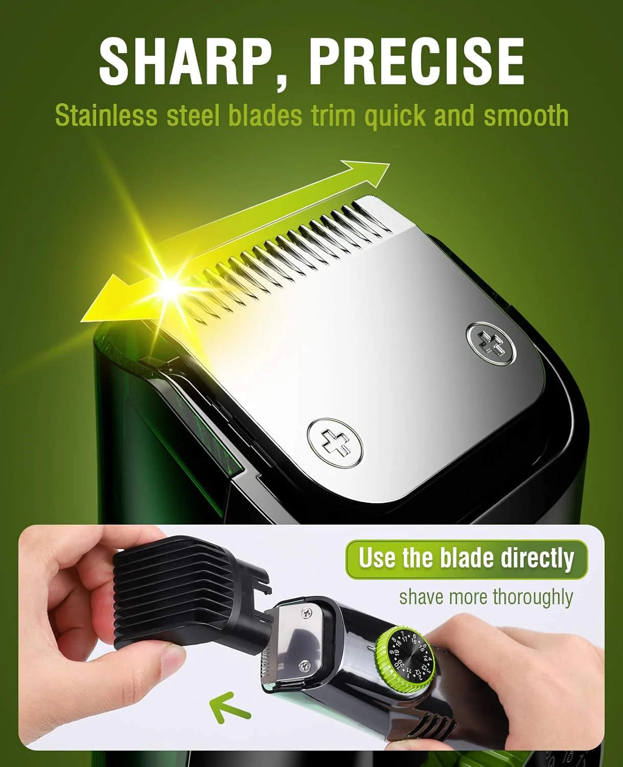 Built-in Vacuum Trimmer for Mustache, Sideburns, Facial Hair, Rechargeable, IPX6 Waterproof, 2 Comb, Comfort face 2in1 Electric Razor rechargeable men 2025 ornament - Image 3