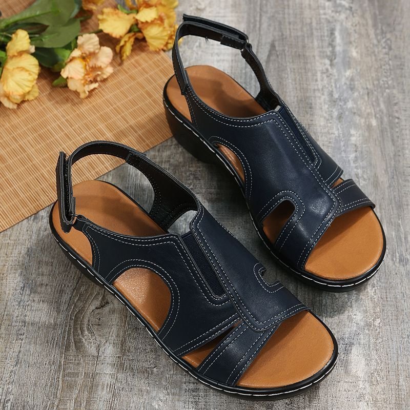 2022 New Fashion Casual Leather Wedge Sandals - Image 8