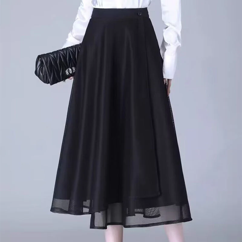 High-Waisted Tulle Midi Skirt, One-Piece Mesh Skirt - Buy two and get free shipping! - Image 9