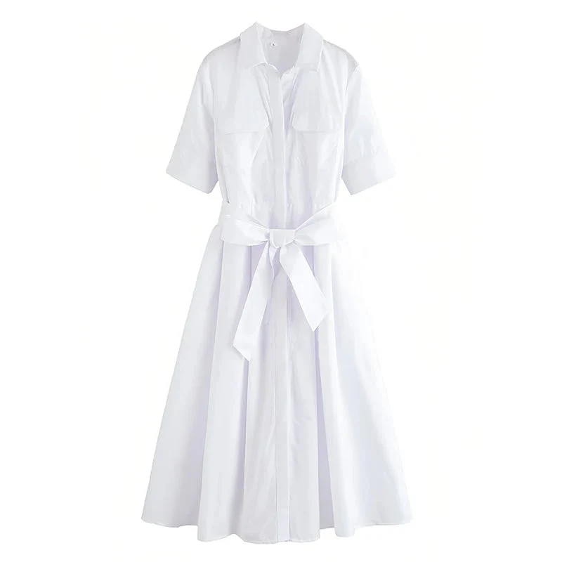 Sleek Shirt Dress With Front-Tie Waistband - Image 2