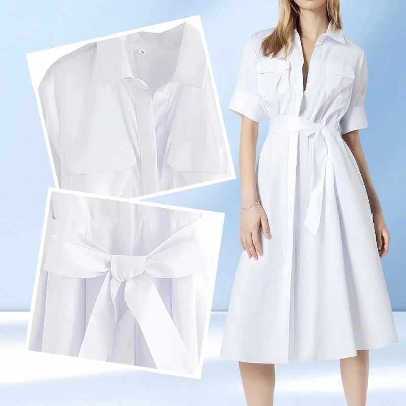 Sleek Shirt Dress With Front-Tie Waistband - Image 5