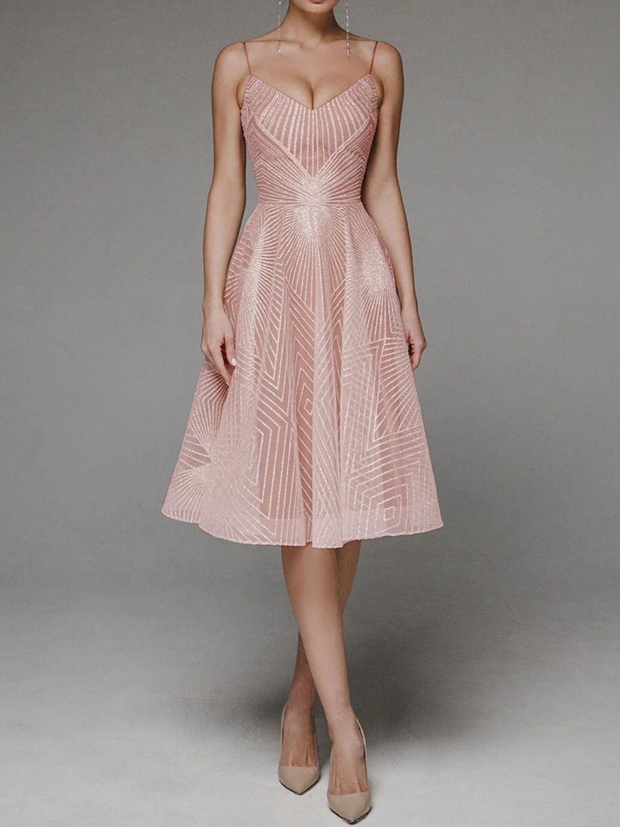 Fashion V Neck Sling A-Line Dress - Image 10