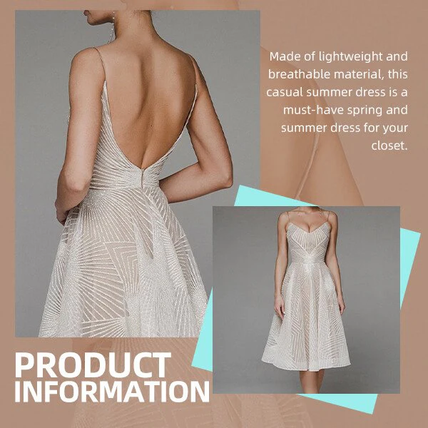 Fashion V Neck Sling A-Line Dress - Image 3