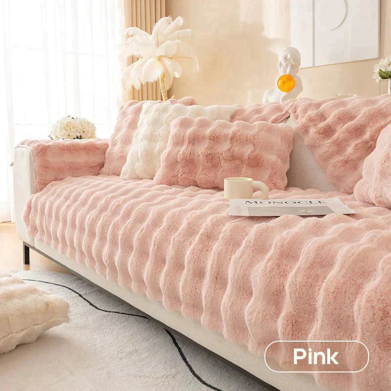 Thick Rabbit Plush Sofa Cover - Image 10