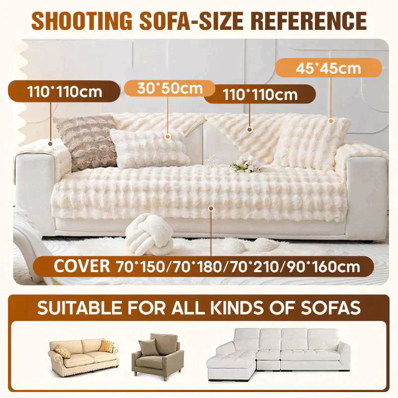 Thick Rabbit Plush Sofa Cover - Image 2