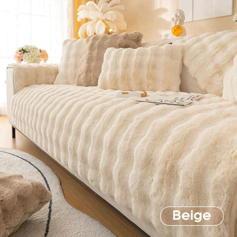 Thick Rabbit Plush Sofa Cover - Image 6