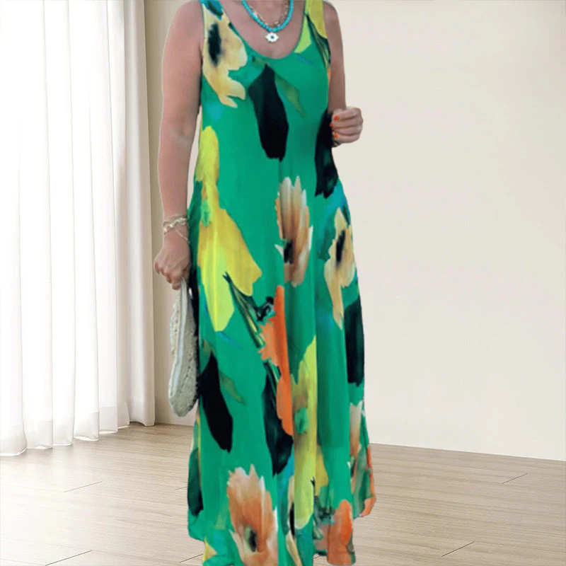🌸Spring Specials🌸Elegant Soft Sleeveless Floral Flowy Dress - Image 6