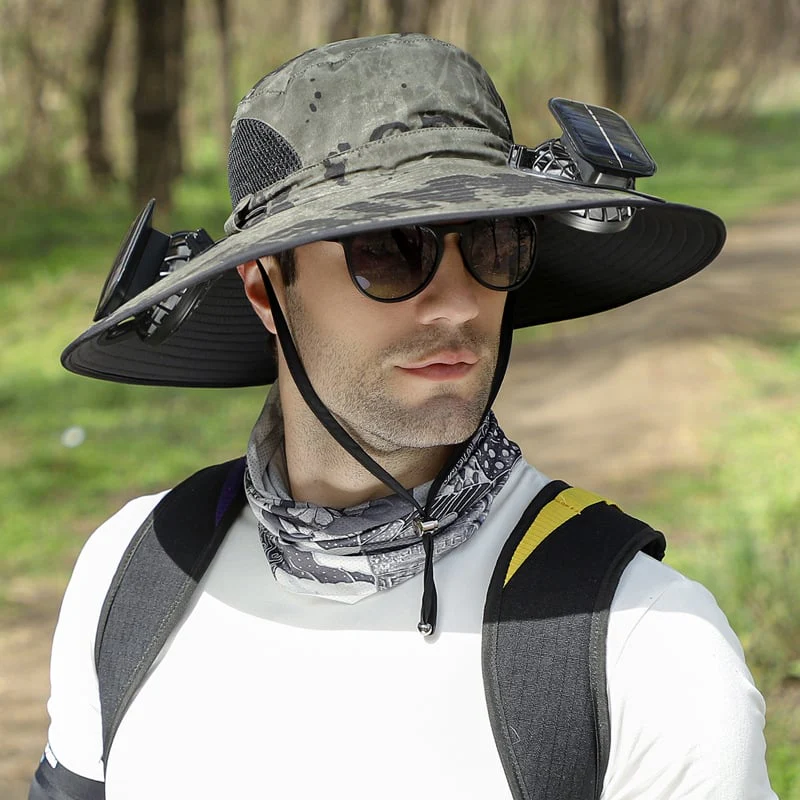 🔥Wide Brim Solar Fan Outdoor Fishing Hat-Solar & USB Charging - Image 10
