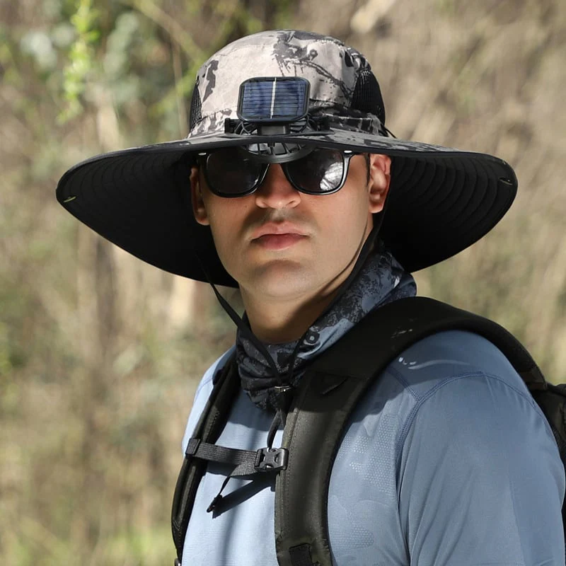 🔥Wide Brim Solar Fan Outdoor Fishing Hat-Solar & USB Charging - Image 11