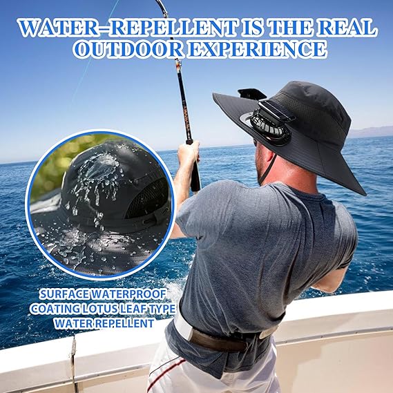🔥Wide Brim Solar Fan Outdoor Fishing Hat-Solar & USB Charging - Image 3