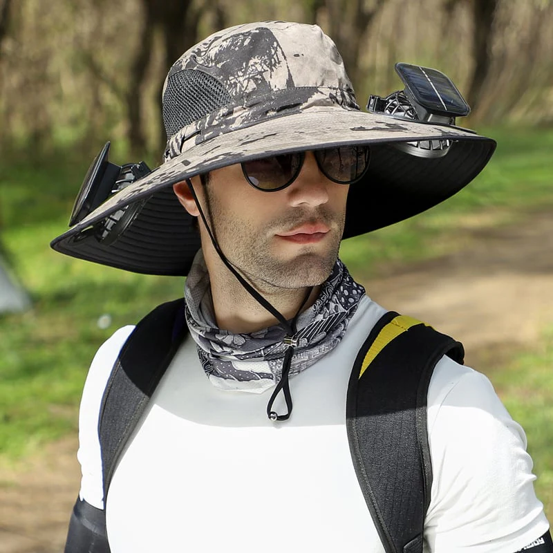 🔥Wide Brim Solar Fan Outdoor Fishing Hat-Solar & USB Charging - Image 4