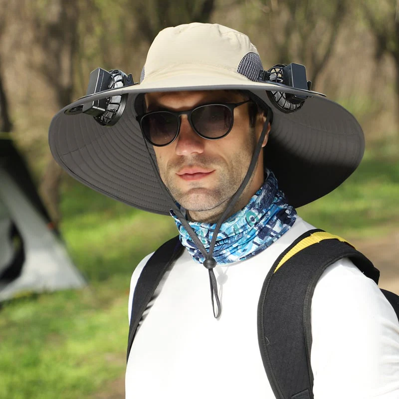 🔥Wide Brim Solar Fan Outdoor Fishing Hat-Solar & USB Charging - Image 6