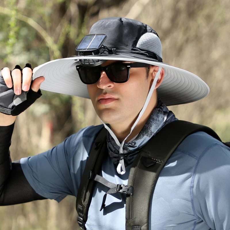 🔥Wide Brim Solar Fan Outdoor Fishing Hat-Solar & USB Charging - Image 7