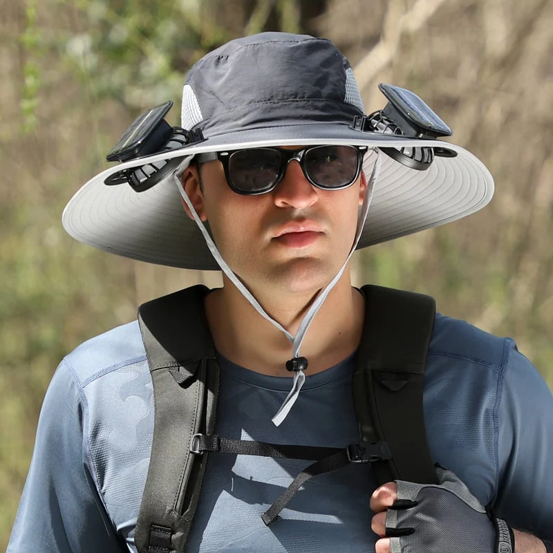 🔥Wide Brim Solar Fan Outdoor Fishing Hat-Solar & USB Charging - Image 8