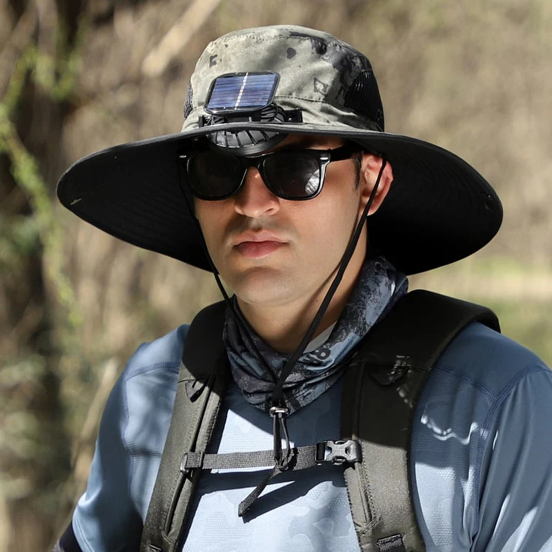 🔥Wide Brim Solar Fan Outdoor Fishing Hat-Solar & USB Charging - Image 9