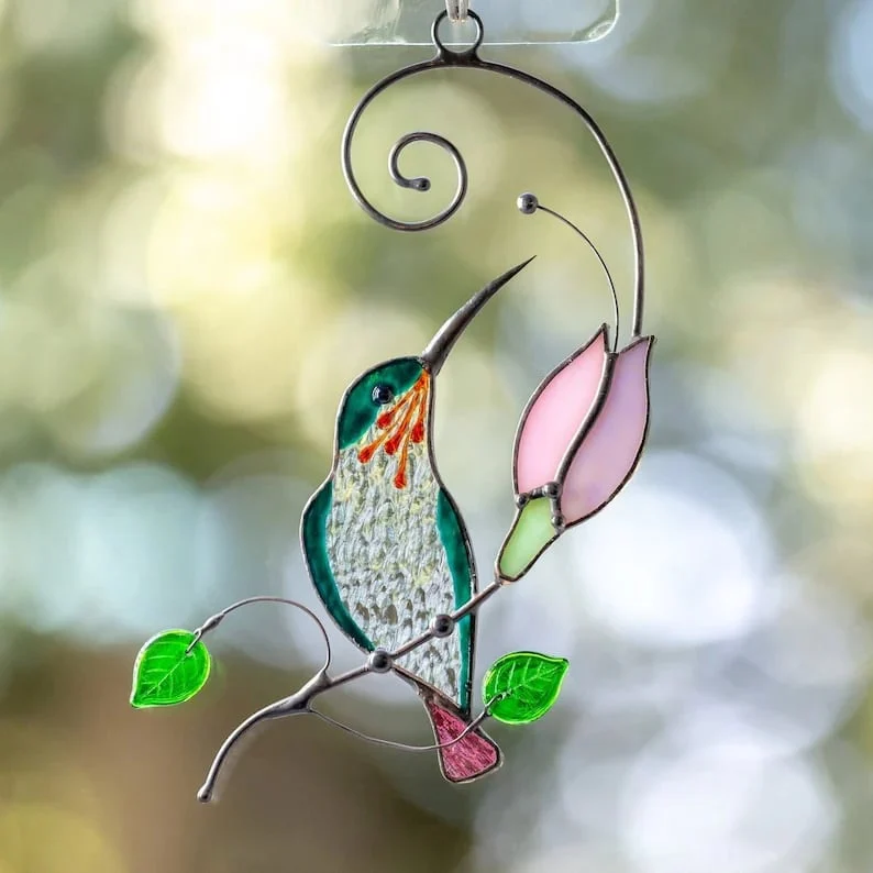 💖Mother's Day Gift- Handmade Stained Hummingbird Suncatcher - Image 2