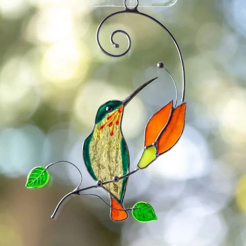 💖Mother's Day Gift- Handmade Stained Hummingbird Suncatcher - Image 3