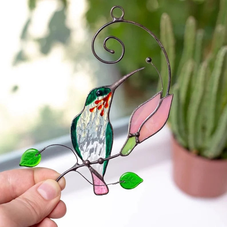 💖Mother's Day Gift- Handmade Stained Hummingbird Suncatcher - Image 4